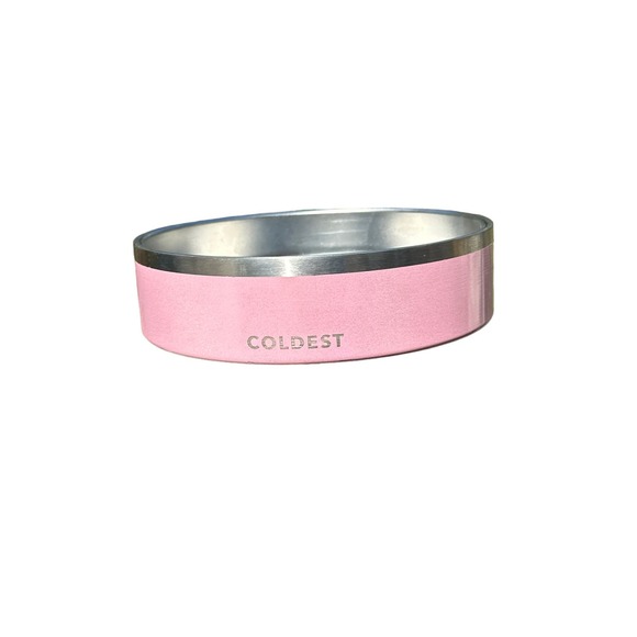 Coolest Other - Coldest Dog Bowl - Anti Rust Metal & Non Slip Dog, Sparkle Pink 21oz